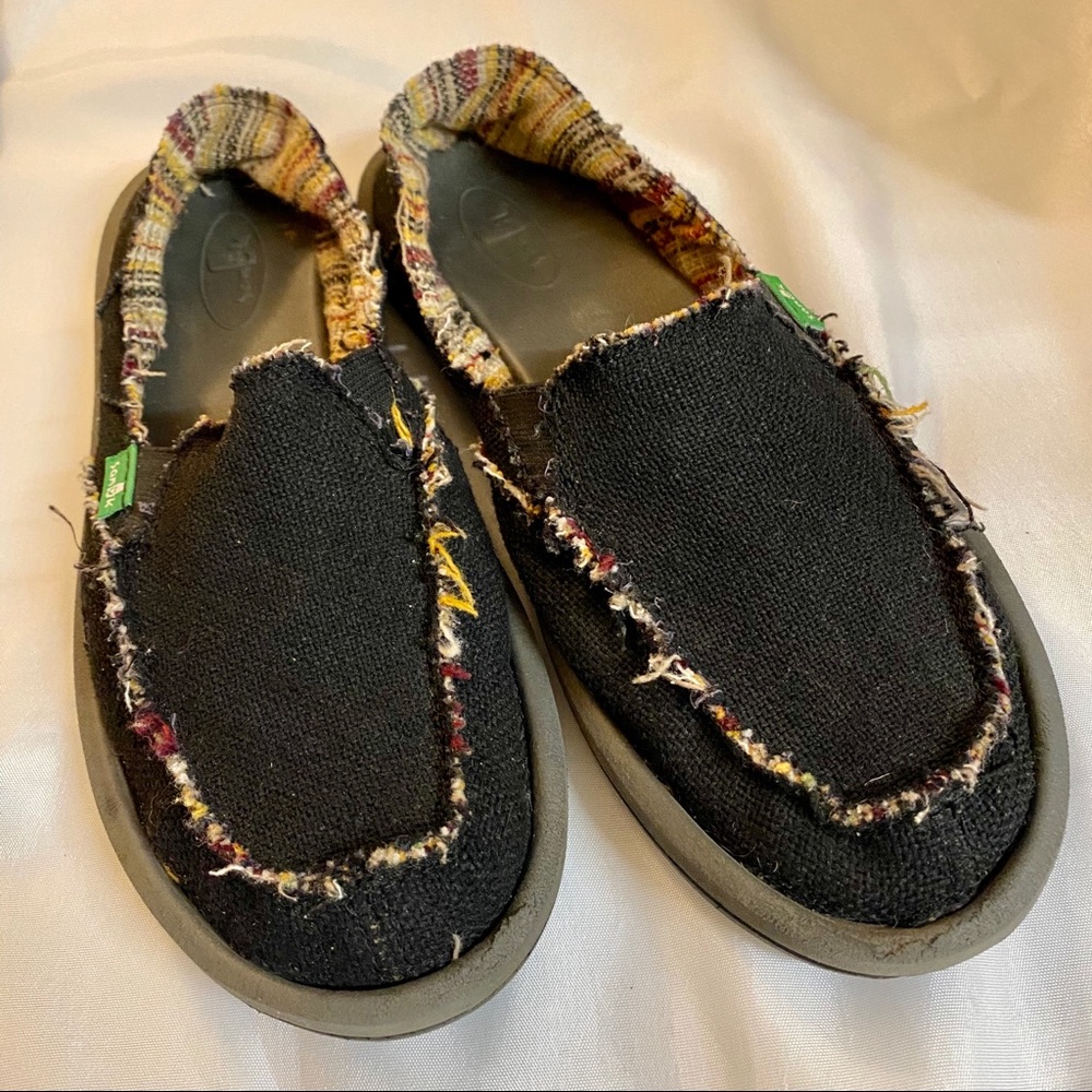 Sanuk Women’s Sidewalk Surfer Black W/ Multi Sz 8